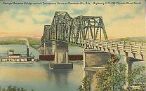 Bridge 1948 rail road barge going under